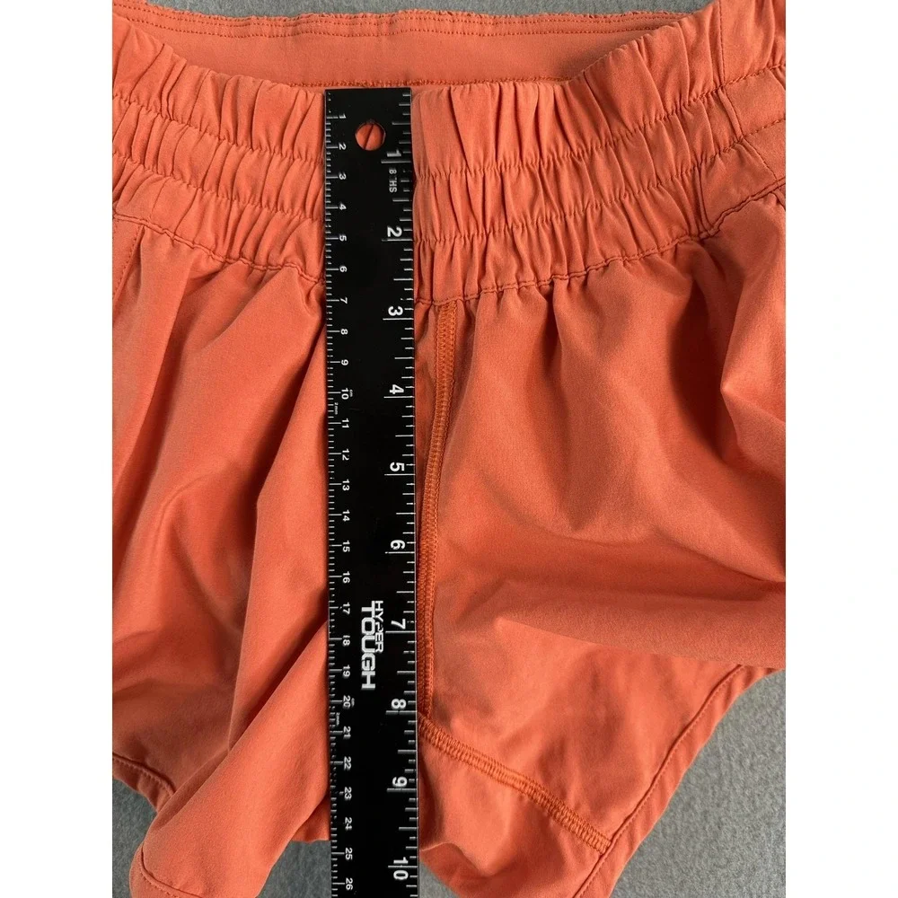 Lululemon Shorts Womens 4 Orange Running 2.5 Inseam Elastic Waist Pocket Light